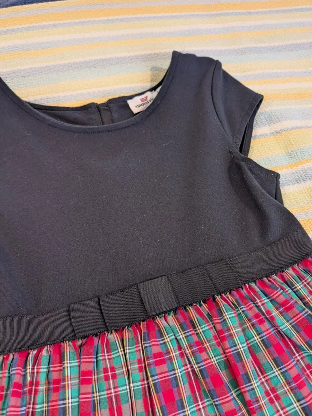 ⭐ Girls Vineyard Vines Christmas Holiday black & plaid tartan dress size XS 5-6